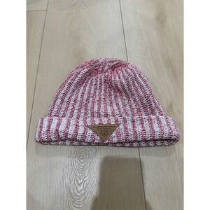 Late Sunday Afternoon Venice CA Red White‎ Marl Ribbed Knit Cuffed Beanie Hat